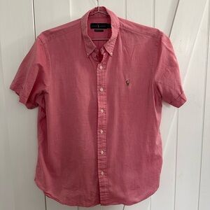 Ralph Lauren Men's Casual Pink Button Down Shirt - Large